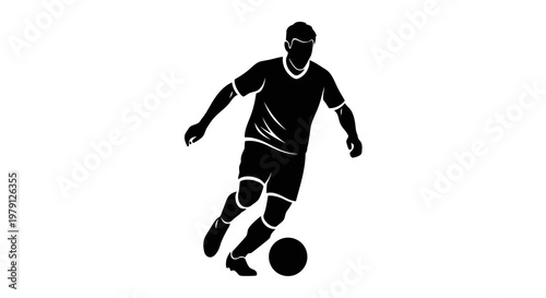 A soccer player in action, dribbling a ball with skill and precision.