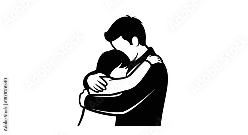 A man holding a baby in a tender and loving embrace together.