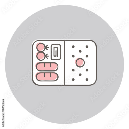 お弁当のシンプルでかわいい円形アイコン