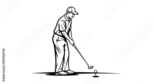 A golfer preparing to hit a golf ball on a tee