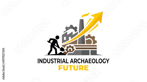 Industrial Archaeology Future Concept with Growing Arrow