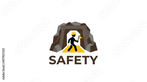 Safety in Mining Worker Entering Tunnel