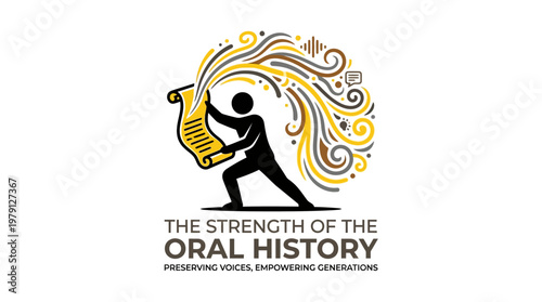 Oral History Concept Logo with Flowing Information