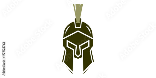 Ancient Greek Spartan warrior helmet icon.