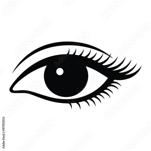 Human Eye Icon Silhouette Vector black design on a white background