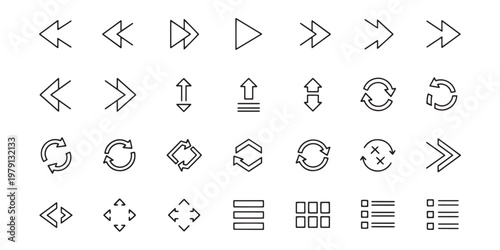 Navigation icons, interface symbols, web elements, 25 graphic signs