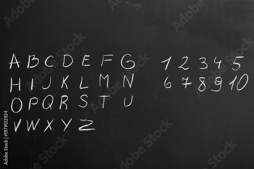 Letters with numbers on bla...