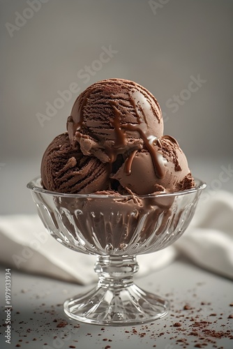 ice cream with chocolate sauce
