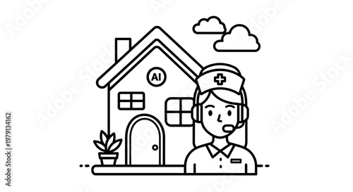AI Nurse Home Care Icon: Smart Healthcare Assistant for Elderly and Patients