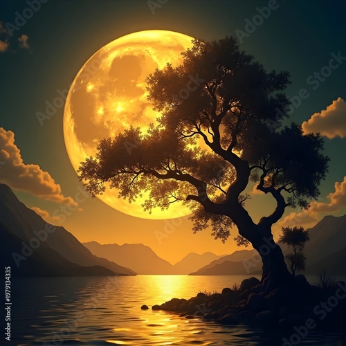 silhouette of a tree at sunset