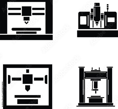 CNC milling machines and industrial robotic arms for manufacturing and engineering  industrial automation tools