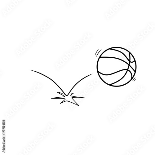 Hand Drawn Bouncing Basketball