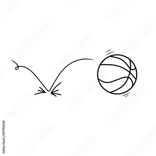 Hand Drawn Bouncing Basketball