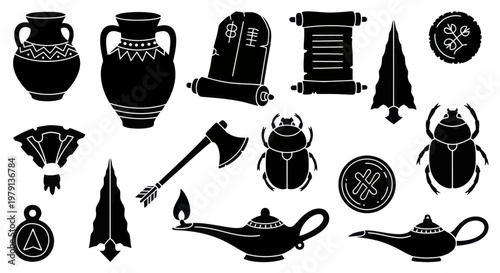 Ancient Artifacts and Symbols Collection.