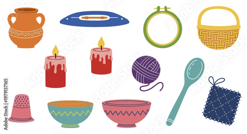 Collection of Crafting and Household Objects.