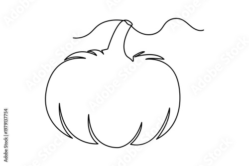 Single line drawing of a pumpkin for autumn and halloween minimalist design