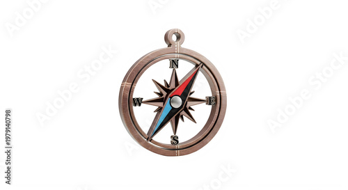 A shiny compass pendant hangs against a solid black background, symbolizing navigation and direction.