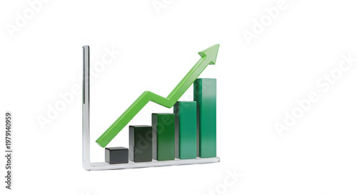 A green bar graph showing a steady increase in growth and success on a black background