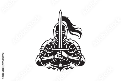 Medieval Knight with Sword illustration Vector