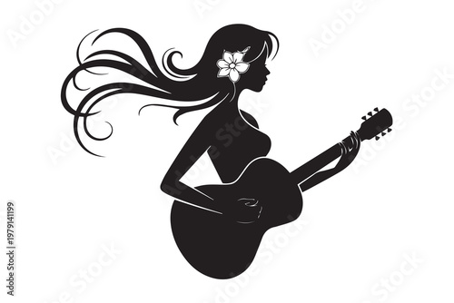 Female Guitarist illustration Vector