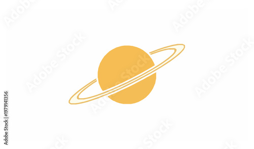 Minimalist Saturn planet icon space exploration vector illustration