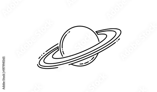 Saturn planet outline minimalist vector illustration space icon