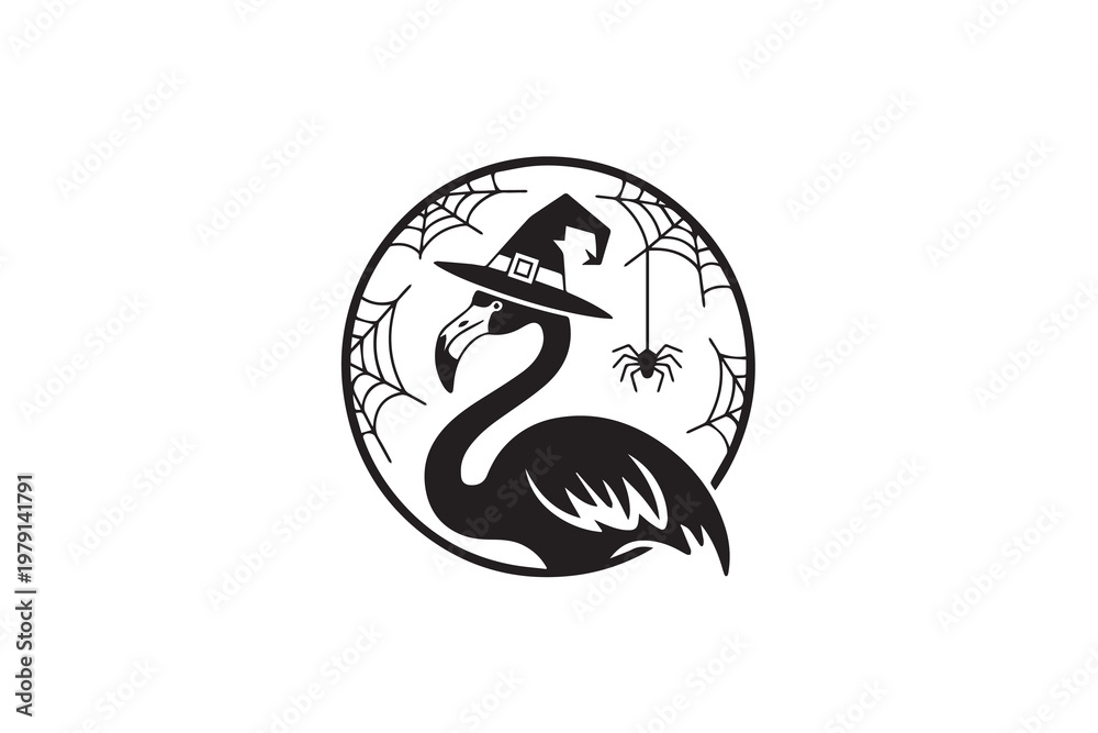 Fototapeta premium Halloween Flamingo illustration Vector