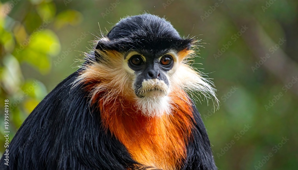 Fototapeta premium A close-up of a primate with distinctive orange and black fur