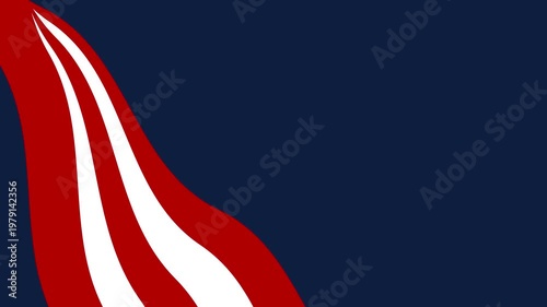 Memorial Day background, 4th of July illustration animation with copy space red, white, blue USA Flag colors, stars
