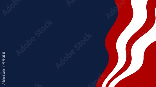 Memorial Day background, 4th of July illustration animation with copy space red, white, blue USA Flag colors, stars