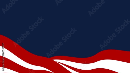 Memorial Day background, 4th of July illustration animation with copy space, red, white, blue USA Flag colors, stars