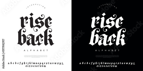 Rise Back modern blackletter font with decorative gothic style for tattoo art and street fashion