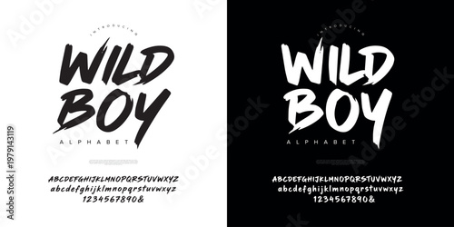 Wild Boy aggressive brush script font with hand drawn street art graffiti style for energetic design