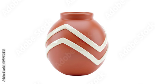 Terracotta Vase with Cream Zigzag Pattern