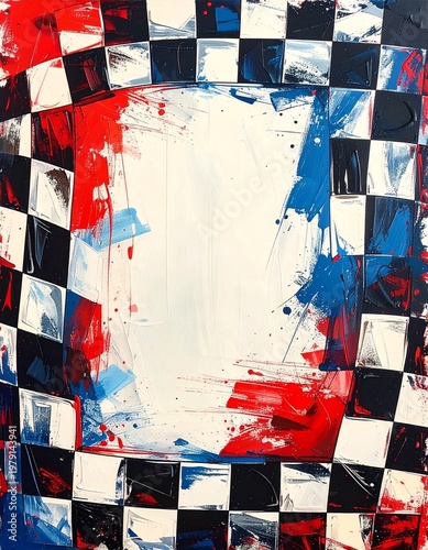 creative border frame abstract with checkered racing flags background , racing winner concept graphic resource	
