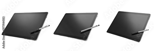 Foto Digital Tablet Drawing Pad with Empty Screen Isolated on White Background, Table