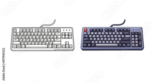Keyboard illustration and photo comparison