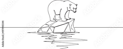 Illustration of a polar bear standing on a melting iceberg, symbolizing climate change and environmental concerns