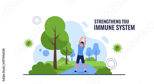 Man exercising outdoors to strengthen immune system, healthy lifestyle concept