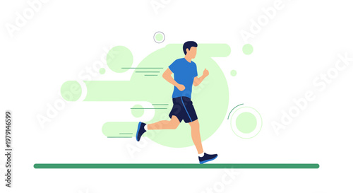 Man Running Fast Outdoors, Healthy Lifestyle, Fitness and Exercise Concept