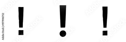Billede på lærred Black exclamation mark icon, Alert sign, Point of interest, Attention, Point d'exclamation, Signo de exclamación, Important notice