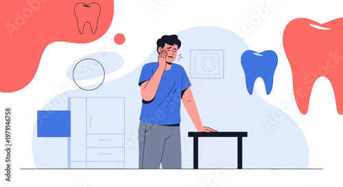Man with Toothache, Dental Pain, Dentist Visit Concept