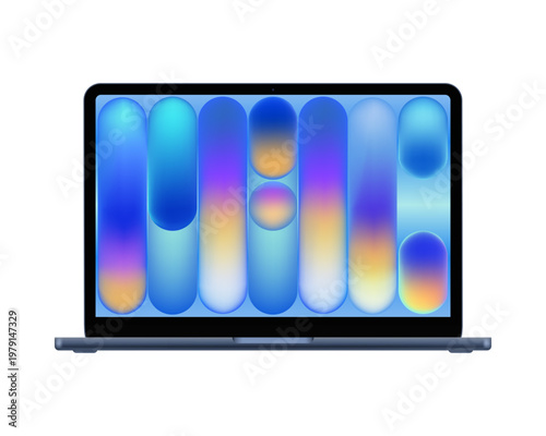 Photorealistic detailed blue notebook mockup. Front view of opened notebook isolated on transparent background. Vector PNG