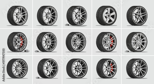 car wheels icon sets vectors design template