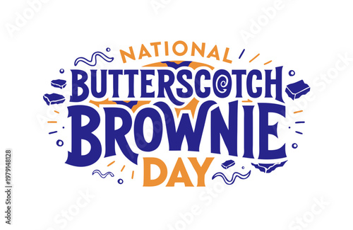 Delicious Brownie with Butterscotch Vector Illustration for National Butterscotch Brownie Day