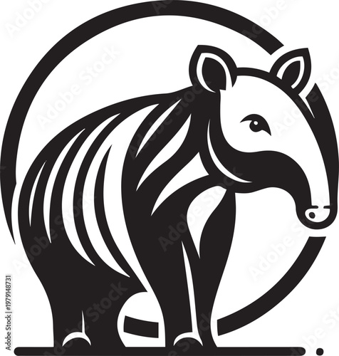 Vector image of a tapir in a circle on a light background