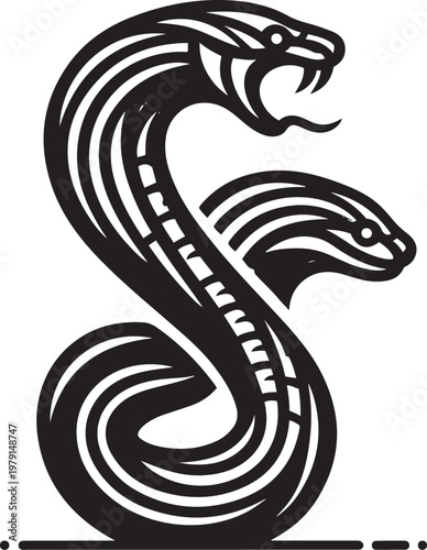 Vector image of a snake in the style of Chinese hieroglyphics.