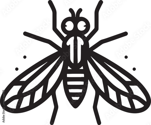 Cartoon vector illustration of a mosquito and wasp insect isolated on a white background with wings and pest wildlife details