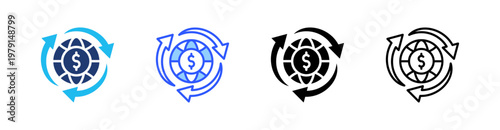 Circular Economy Multiple Style Icon Set Collection Pack Web Banner Vector 