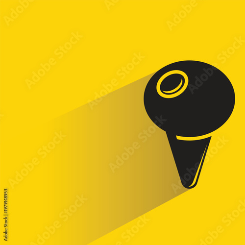 push pin and location marker icon with shadow yellow background